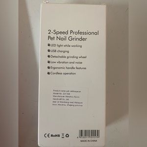 New in box 2 speed professional rechargeable pet nail grinder with LED light